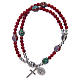 Rosary bracelet with glass grains 4 mm and red polished metal s2