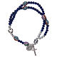 Rosary bracelet with glass grains 4 mm and blue polished metal s1