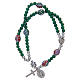 Rosary bracelet with glass grains 4 mm and green polished metal s1