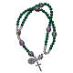 Rosary bracelet with glass grains 4 mm and green polished metal s2