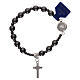 Rosary elastic bracelet with hematite grains and Saint Benedict s2