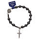 Rosary elastic bracelet with hematite grains and Saint Benedict s1