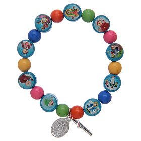 Rosary bracelet with multicoloured acrylic grains for children