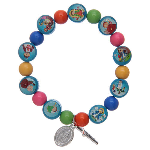 Bracelet chapelet avec grains en acrylique multicolore pour enfant 1