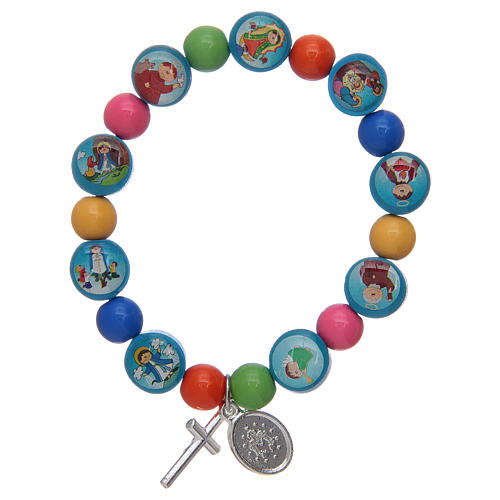 Bracelet chapelet avec grains en acrylique multicolore pour enfant 2