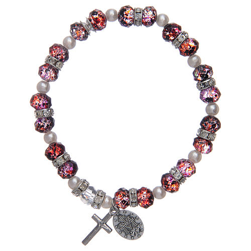 Rosary bracelet in multifaceted glass sized 6x8 mm red/blue 2