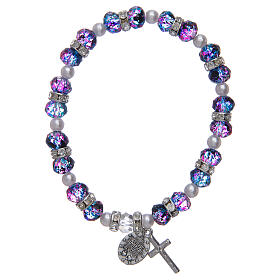 Rosenkranzarmband mit Perlen aus facettiertem violettem/schwarzem Glas 