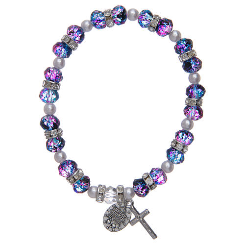 Rosenkranzarmband mit Perlen aus facettiertem violettem/schwarzem Glas  2