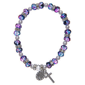 Rosary bracelet in multifaceted purple/black glass