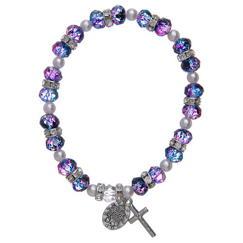 Pulsera rosario de vidrio tallado violeta/negro 2