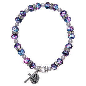 Rosary bracelet in multifaceted purple/black glass