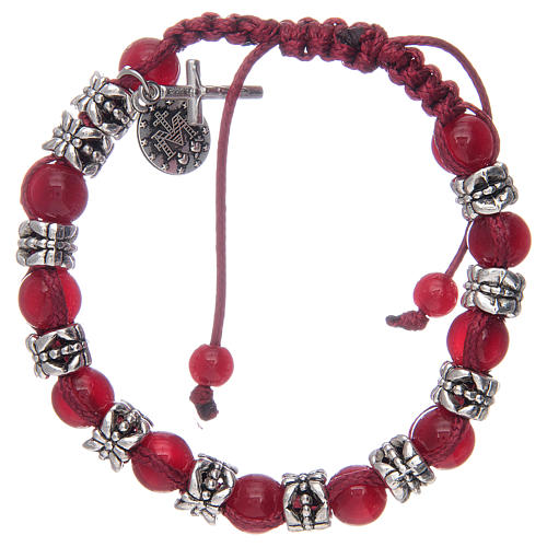 Bracelet with glass grains 8 mm on red cord 2