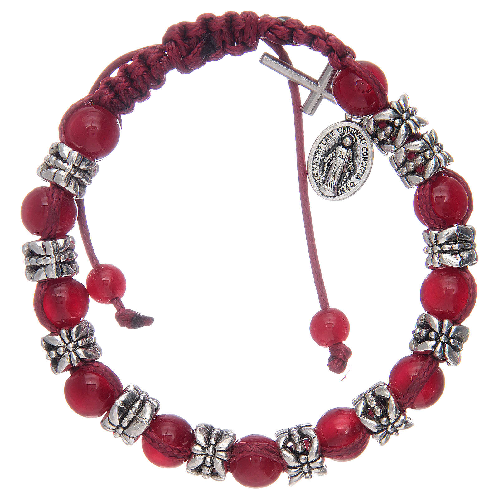 Bracelet with glass grains 8 mm on red cord | online sales on HOLYART.com