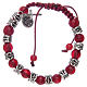 Bracelet with glass grains 8 mm on red cord s2