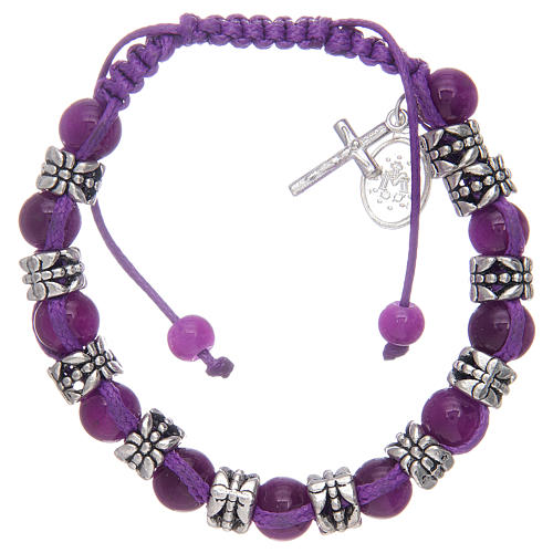 Bracelet avec grains en verre et métal sur corde coloré 2