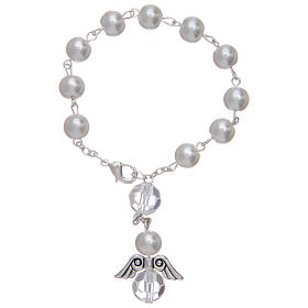 Dozen rosary bracelet with angel pearl imitation white and crystal