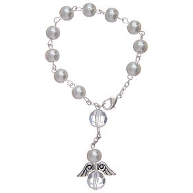 Dozen rosary bracelet with angel pearl imitation white and crystal