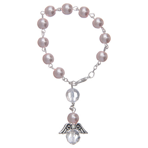 Armband mit rosa schimmernden Perlen und transparenten Steinen 2