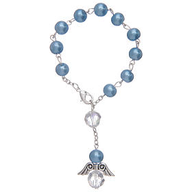 Dozen rosary bracelet with angel pearl imitation sky blue and crystal