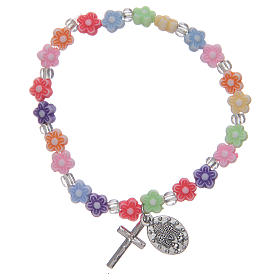 Elastic bracelet with multicoloured grains flower shaped