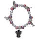 Elastisches Armband mit rosa verzierten Perlen und Anhängern mit christlichen Symbolen s2