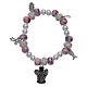 Bracelet élastique avec grains décorés roses et breloques symboles chrétiens s2