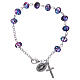 Armband auf Kette mit facettierten Perlen aus violettem/schwarzem Glas s1