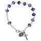 Bracelet with chain and glass multifaceted grains purple/black s1