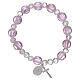Rosary bracelet pink with glass grains and silver leave s2