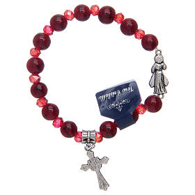 Elastisches Armband mit Perlen aus rotem Glas mit barmherzigem Jesus