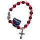 Elastisches Armband mit Perlen aus rotem Glas mit barmherzigem Jesus s1