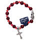 Elastisches Armband mit Perlen aus rotem Glas mit barmherzigem Jesus s2