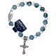 Bracelet élastique avec grains en verre bleu clair et Vierge Miraculeuse s2
