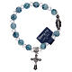 Elastic bracelet with light blue glass grains and Miraculous Virgin Mary s1
