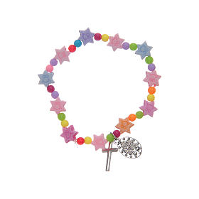 Bracelet with star shaped multicoloured grains