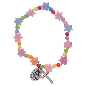 Bracelet with star shaped multicoloured grains