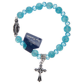 Rosary bracelet with glass and crystal grains and Miraculous medalet assorted colours