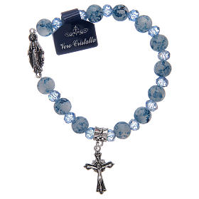 Rosary bracelet with glass and crystal grains and Miraculous medalet assorted colours