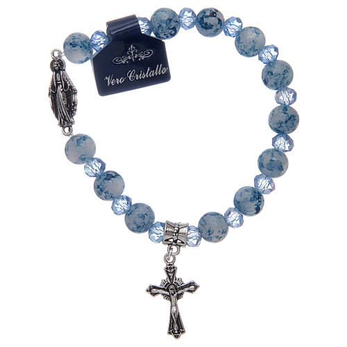 Rosary bracelet with glass and crystal grains and Miraculous medalet assorted colours 2