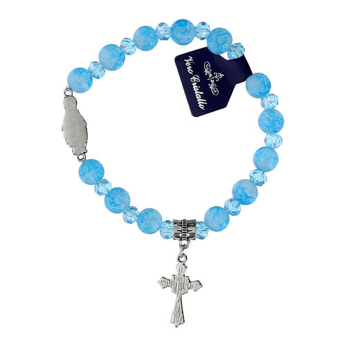 Rosary bracelet with glass and crystal grains and Miraculous medalet assorted colours 3