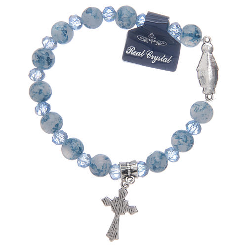 Rosary bracelet with glass and crystal grains and Miraculous medalet assorted colours 3