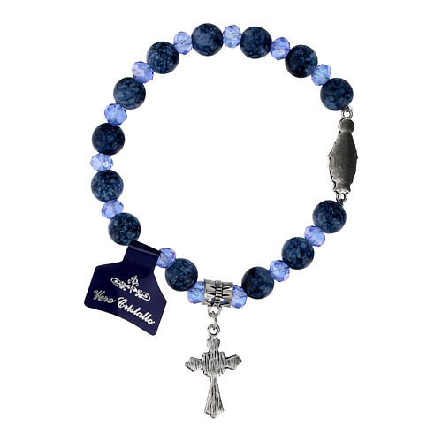 Rosary bracelet with glass and crystal grains and Miraculous medalet assorted colours 4