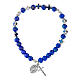 Bracciale elastico con grani in vetro e croce in metallo smaltate s1