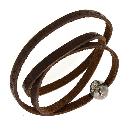 STOCK Leather bracelet with Hail Mary incision 1