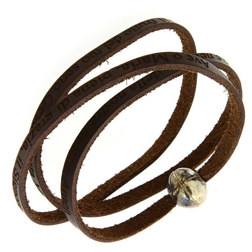 STOCK Pulsera de cuero incisión Ave María para hombres 1