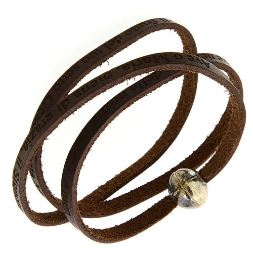 STOCK Leather bracelet with Hail Mary incision for men 1