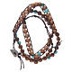 Rosary bracelet 3 turns in wood and turquoise stone s1