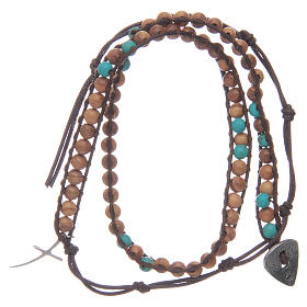 Dozen rosary bracelet 3 turns in olive wood grains sized 6 mm