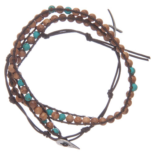 Dozen rosary bracelet 3 turns in olive wood grains sized 6 mm 1