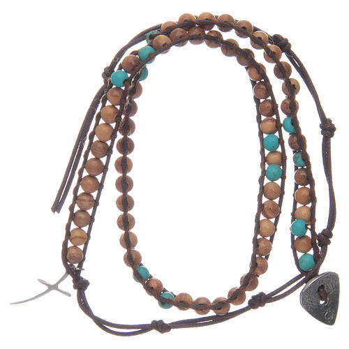 Dozen rosary bracelet 3 turns in olive wood grains sized 6 mm 2
